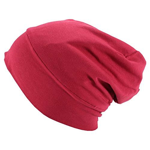 Satin Lined Sleep Cap Hair Cover for Women Curly Hair - Double Layer Sleeping Bonnet Beanie Head Cover  and  Night Caps Red