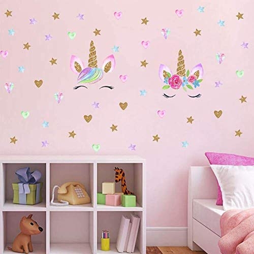 Unicorn Wall Decor Removable Unicorn Wall Decals Stickers Decor for Gilrs Kids Bedroom Nursery Birthday Party Favor