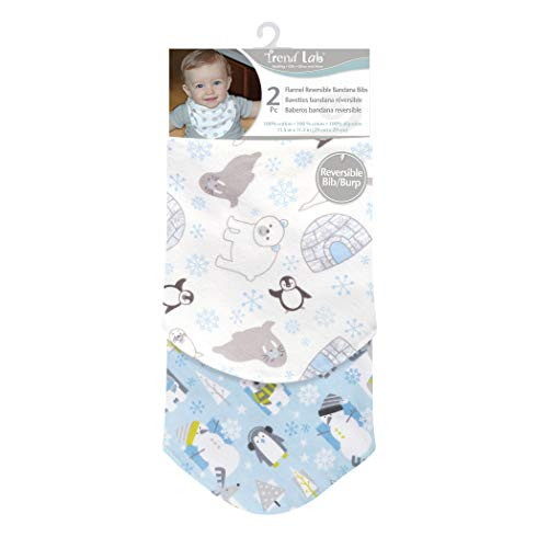 Trend Lab Igloo Pals 2 Pack Flannel Bandana Bib Set