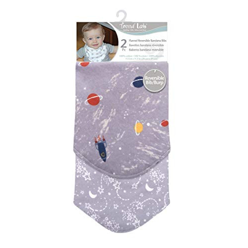 Trend Lab Space 2 Pack Flannel Bandana Bib Set