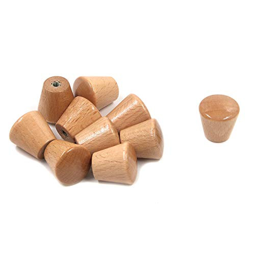 Tulead Wooden Furniture Knobs Decorative Pull Knobs Cabinet Pull Handle Drawer Cupboard Knobs 0_9x0_9Natural Wood Grain10pcs with Screws