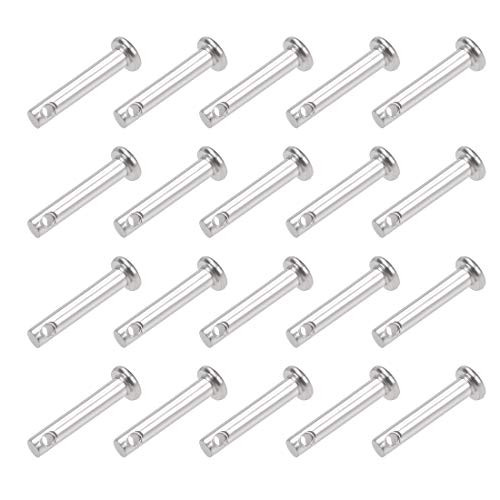 uxcell Single Hole Clevis Pins - 3mm X 16mm Flat Head 304 Stainless Steel Link Hinge Pin 20Pcs