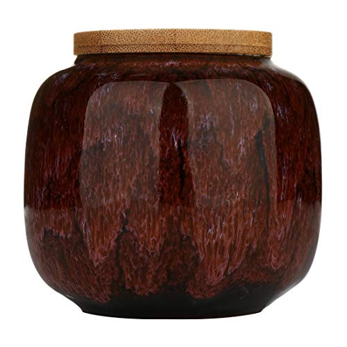 YYW Ceramic Food Storage Jar Food Storage Canisters with Bamboon Lid Loose Tea Storage Container Tea Tin Tea Caddy for Kitchen Spice Salt Tea Coffee