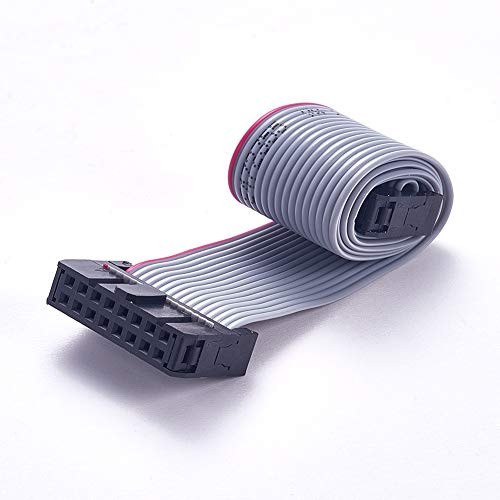Fielect 2pcs IDC 16 Pin Connector Gray Wire Flat Ribbon Cable Connector Length 30cm 2_54mm Pitch