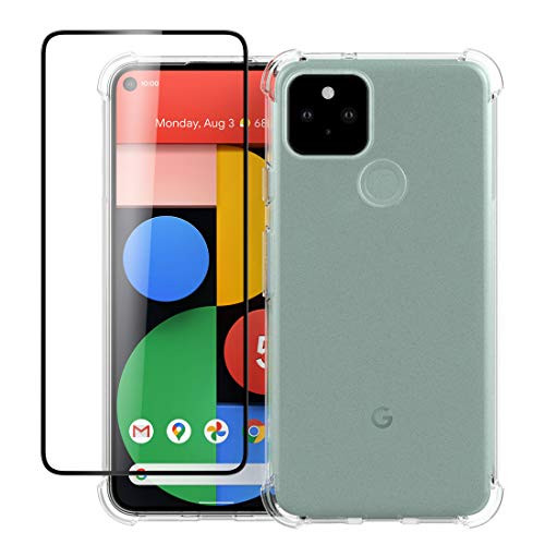 Google Pixel 5 Case Google Pixel 5 Case Clear Google Pixel 5 Screen Protector Foluu Scratch Resistant TPU Rubber Soft Skin Silicone Protective Case Cover  Screen Protector for Google Pixel 5 2020