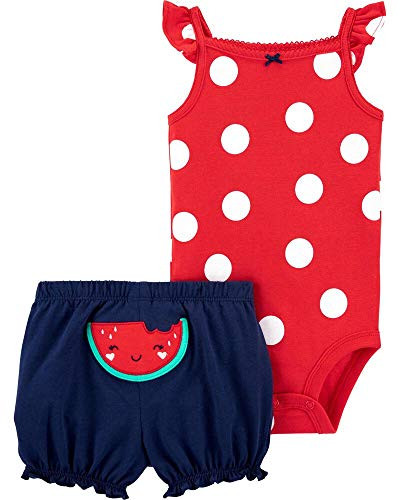 Carters Baby Girls 2 Piece Bodysuit Shorts Set Strawberry 9 Month