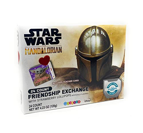 Star Wars Mandalorian Valentines Day Friendship Exchange Lollipops - 24 count
