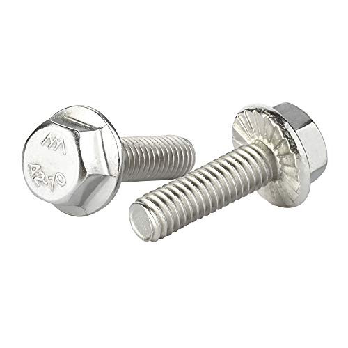 40 PCS M6-1_0 x 16mm Flanged Hex Head Bolts Flange Hexagon Screws Stainless Steel A2 DIN 6921