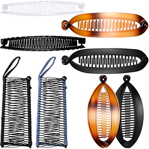 8 Pieces Banana Hair Clips Clincher Combs Large Vintage Banana Clips Comb Tool Multipurpose Hair Comb Double Combs Clip Claws for Women Girls Thick Curly Hair 4 Styles Black Blue White and Brown 8 Pieces Banana Hair Clips Clincher Combs Large Vintage Banana Clips Comb Tool Multipurpose Hair Comb Double Combs Clip Claws for Women Girls Thick Curly Hair 4 Styles Black Blue White and Brown