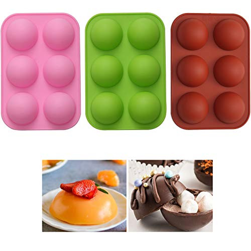 YiYLunneo Hot Chocolate Bomb Mold Silicone Hot Cocoa Bomb Mould Semi Sphere 6-Cavity for Making Cake Dome Mousse Pudding Handmade Soap Jelly YiYLunneo Hot Chocolate Bomb Mold Silicone Hot Cocoa Bomb Mould Semi Sphere 6-Cavity for Making Cake Dome Mousse Pudding Handmade Soap Jelly