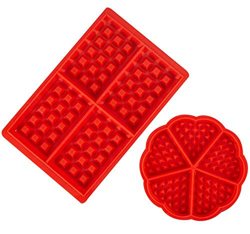 JMRoo Waffle Mold Silicone Waffle Silicone Mold Muffin Pans Molds Cake Chocolate Pan Baking Tray Mold for Waffle Cake Chocolate Craft Candy Soap2 PackFlower and Square
