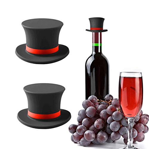 2 Pcs Silicone Champagne Stoppers Champagne Stopper for Wine Bottle Wine Stoppers Bottle Stoppers for Wine Saver Glass Bottle Set Pop Small GiftBlack