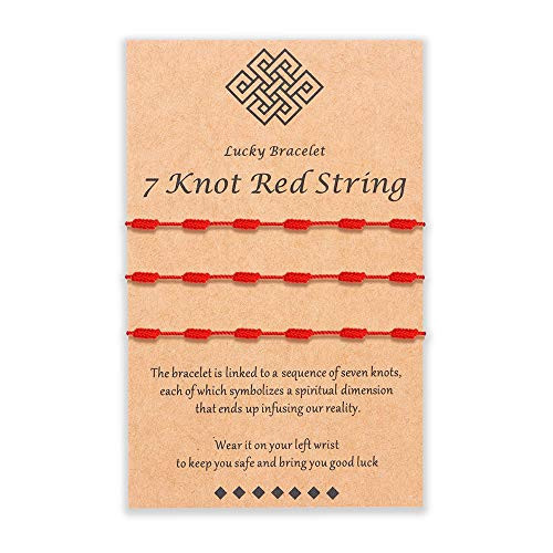 Shonyin Lucky Red String Bracelets Family 7 Knots Kabbalah Protection Thread Handmade String Ojo Ankle Bracelets for Women Men Girls Boys Friends 3 PCS Shonyin Lucky Red String Bracelets Family 7 Knots Kabbalah Protection Thread Handmade String Ojo Ankle Bracelets for Women Men Girls Boys Friends 3 PCS