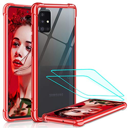 Samsung A71 5G Case Not Fit A71 4G Samsung Galaxy A71 5G Case with Tempered Glass Screen Protector 2 Pack LeYi Shockproof Crystal Clear Hard PC Protective Phone Cases for Galaxy A71 5G Red