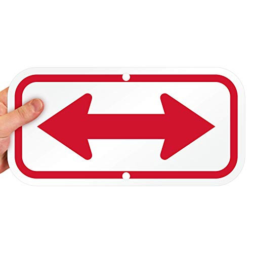 SmartSign inchBidirectional Arrow Red Sign  6 x 12 3M Engineer Grade Reflective Aluminum