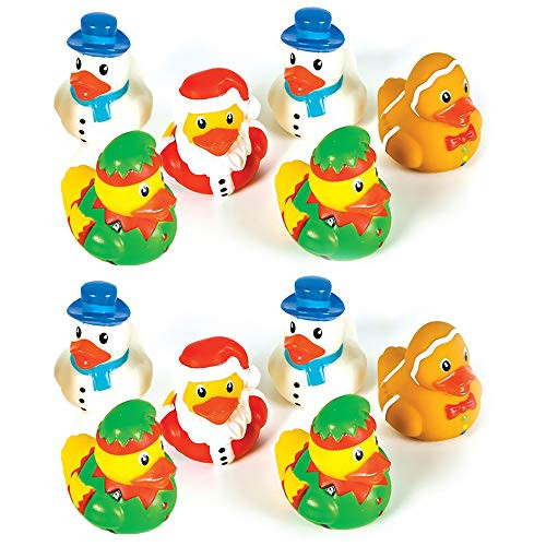 The Dreidel Company Christmas Holiday Rubber Duck Toy Duckies for Kids Bath Birthday Gifts Baby Showers Summer Beach and Pool Activity 2 12-Pack