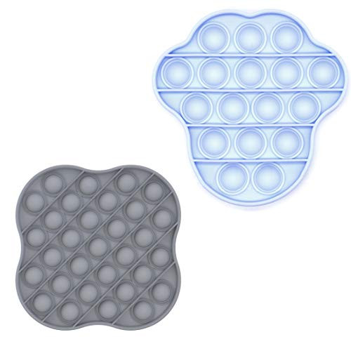 Push Pop Bubble Sensory Fidget Toy - Autism Special Needs Stress Reliever Silicone Stress Reliever Toy - Squeeze Sensory Toy for Homeschool  and  Office GreyBlue 4_7inch