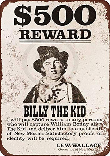 INNAPER Funny Retro Wall Decor Tin Sign for Home 1878 Billy The Kid Wanted Poster Rustic Vintage Look Aluminum Metal Sign 8x12 Inches YHA072