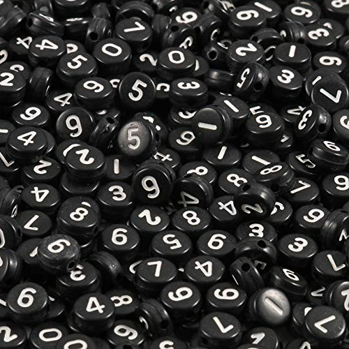 Yochus 1000pcs Black Round Acrylic Number Beads 4x7mm White Figure0-9 Beads for Jewelry Making and DIY Bracelets Necklaces Key Chains Yochus 1000pcs Black Round Acrylic Number Beads 4x7mm White Figure0-9 Beads for Jewelry Making and DIY Bracelets Necklaces Key Chains