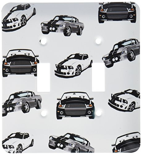 3dRose lsp_180625_2 Image of Mustang Cobras and Gt Models in A Repeat Pattern Double Toggle Switch