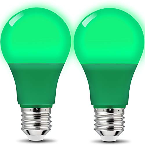 A19 LED Green Light Bulbs 5Watts 40w Equivalent E26 Base for Wedding Halloween Christmas Party Bar Mood Ambiance Decor 2 Pack