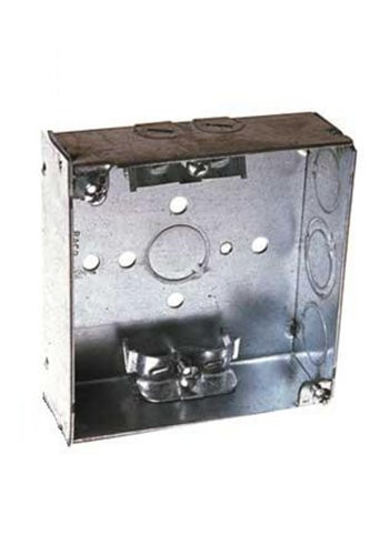 Steel City 4-SW-MXN Pre-Galvanized Steel Square Box with MXN Armored Cable Clamps and 1/2-Inch Knockouts