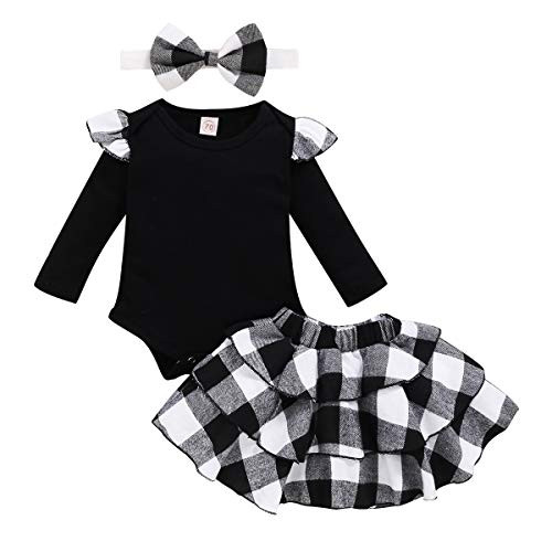 Toddler Baby Girl Christmas Outfits Ruffle Long Sleeve Romper Buffalo Plaid Skirt Tutu Dress Headband White 6-9 Months Toddler Baby Girl Christmas Outfits Ruffle Long Sleeve Romper Buffalo Plaid Skirt Tutu Dress Headband White 6-9 Months
