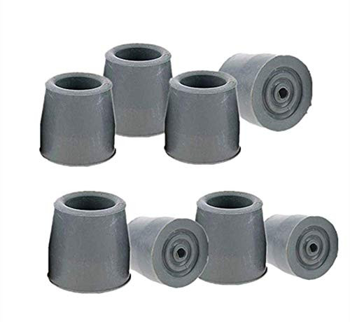 Crutch Tips - Replacement Medical Walker Drive Cane or Commode Caps 1 Inch 8 Counts Gray