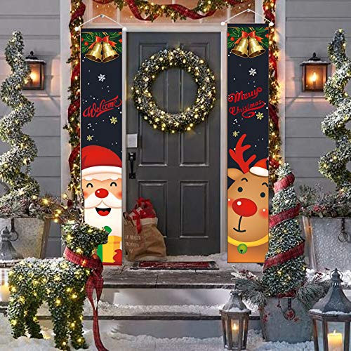 GAYISIC Christmas Banners Outdoor Decorations Welcome Merry Christmas Porch Sign Hanging Banner for Front Door Indoor Home Wall Hanging Decor Party GAYISIC Christmas Banners Outdoor Decorations Welcome Merry Christmas Porch Sign Hanging Banner for Front Door Indoor Home Wall Hanging Decor Party