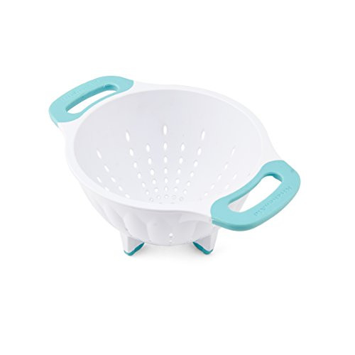 KitchenAid Plastic Colander/Strainer, 1.5-Quart, White/Aqua Sky