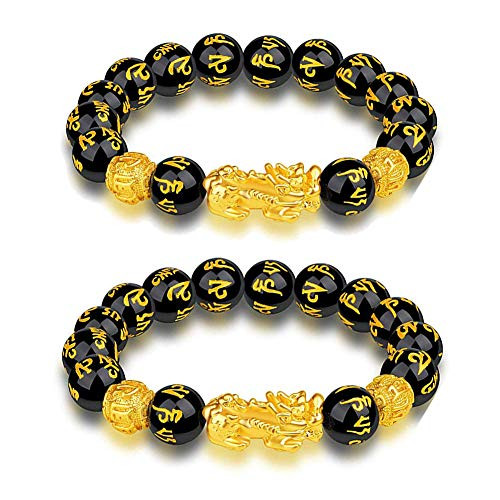 Feng Shui Black Obsidian Wealth Bracelet 2 Pcs Pi Xiu Bracelet Good Luck Bracelets for Women Men Attract Wealth Money Feng Shui Jewelry Feng Shui Black Obsidian Wealth Bracelet 2 Pcs Pi Xiu Bracelet Good Luck Bracelets for Women Men Attract Wealth Money Feng Shui Jewelry