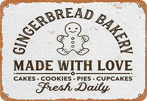 Keely Gingerbread Bakery Made with Love Metal Vintage Tin Sign Wall Decoration 12x8 inches for Cafe Bars Restaurants Pubs Man Cave Decorative Keely Gingerbread Bakery Made with Love Metal Vintage Tin Sign Wall Decoration 12x8 inches for Cafe Bars Restaurants Pubs Man Cave Decorative