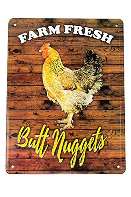 Farm Fresh Butt Nuggets Chicken coop Signs 8X12 Aluminum tin Chicken Signs  Chicken coop Supplies  Chicken Accessories for coops  Chicken Coop Decor  Chicken Gifts for Chicken Lovers