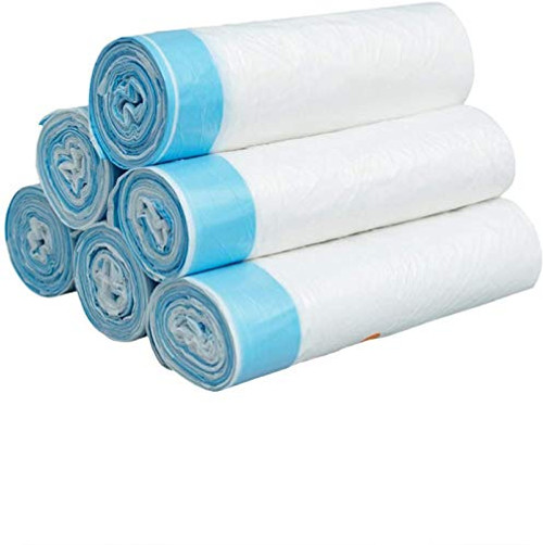 Lerivor Small Drawstring Trash Bags for Kitchen Bathroom Bedroom Office 18 X 20 inch Trash Bag -0_6 Mil Ultra Strong Trash Can Liners Unscented White Garbage Bags 5 Gallon 75 Count