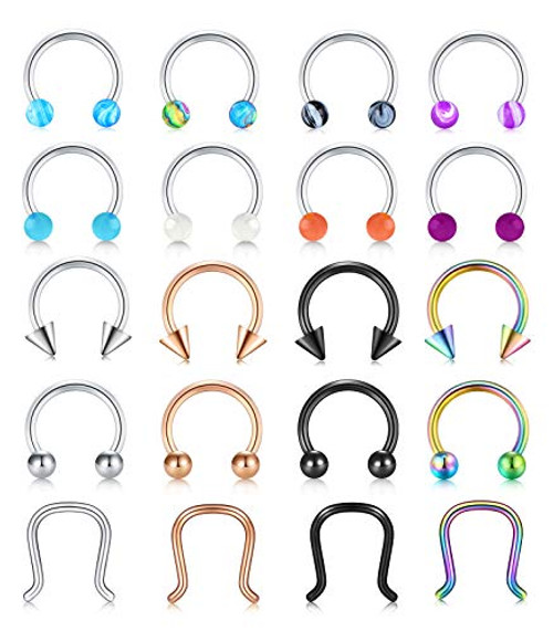 Longita 16g Septum Ring Stainless Steel Horseshoe Barbell Arrow Cartilage Tragus Helix Daith Earrings Hoop Piercing Jewelry Lip Ring 8mm 516