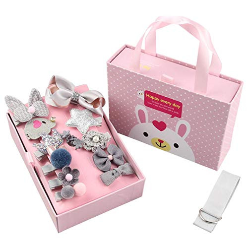 Girl Hair Accessories Set Hair Clips Bows for Girls Hair Ties Barrettes Ponytail Holder Set 18pcsGrey