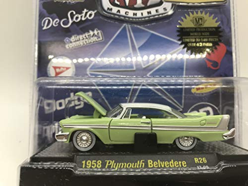 M2 Machines by M2 Collectible Auto-Thentics 1958 Plymouth Belvedere R26 13-09 Light GreenWhite Details Like NO Other! 1 of 5000 M2 Machines by M2 Collectible Auto-Thentics 1958 Plymouth Belvedere R26 13-09 Light GreenWhite Details Like NO Other! 1 of 5000