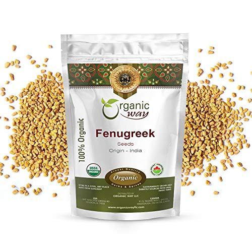 Organic Way Fenugreek Whole Methi Seeds Trigonella foenum - Adds Flavour  and  Aroma  Organic  and  Kosher Certified  Raw Vegan Non GMO  and  Gluten Free  USDA Certified  Origin - India 1LBS  16 OZ