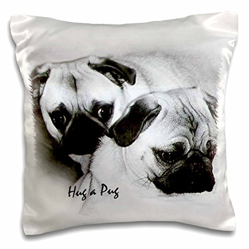 3dRose Hug a Pug Puppies-Pillow Case, 16 by 16" (pc_1232_1)