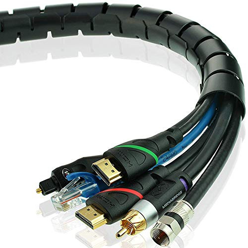 Cable Management Sleeve?SAYTAY 6_5 Feet Black Cable Wire Organizer Cord Sleeve Management Cord Hider for Computer TV Home Office 1_1?