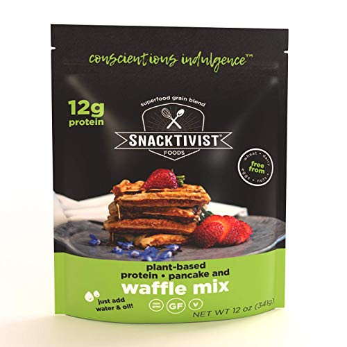 Snacktivist Foods - Plant Protein Waffle  and  Pancake Mix Gluten-Free Non-GMO Vegan 12 Ounce
