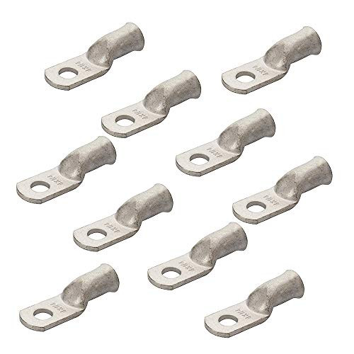 10PCS Heavy Duty Tinned Copper Wire Lugs 4 AWG Battery Cable Ends Tubular Bare Copper Eyelets Ring Terminal Connectors Marine Grade Wire Lugs Connectors 4 AWG - 14RingEye