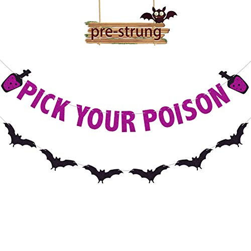 TAVOTA Pick Your Poison Banner Glitter Halloween Party Decorations Halloween Decorating Banner