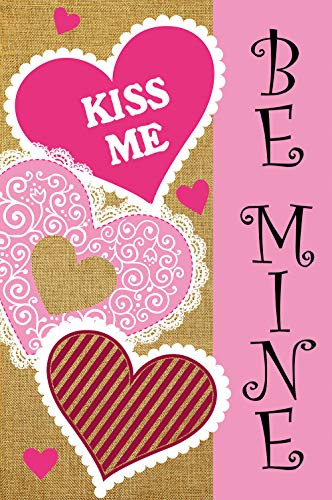 Texupday Happy Valentines Day Be Mine Double Sided Burlap Garden Flag Kiss Me Love Heart Decoration Outdoor Flag 12 x 18