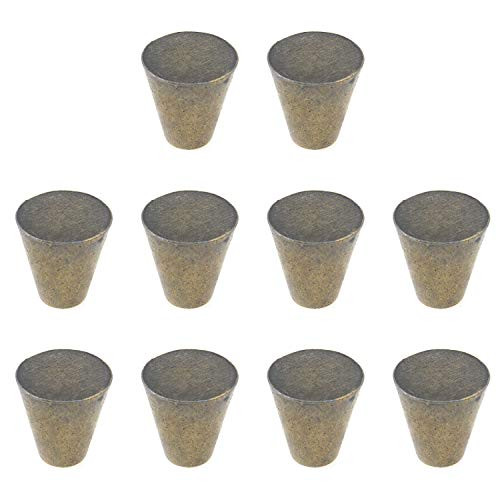 Tulead Cabinet Knobs Cone Shape Drawer Pull Knobs Single Hole Dresser Knobs 0_75 Diameter Vintage Bronze Bookcase Pull Knobs Pack of 10 with Mounting Screws
