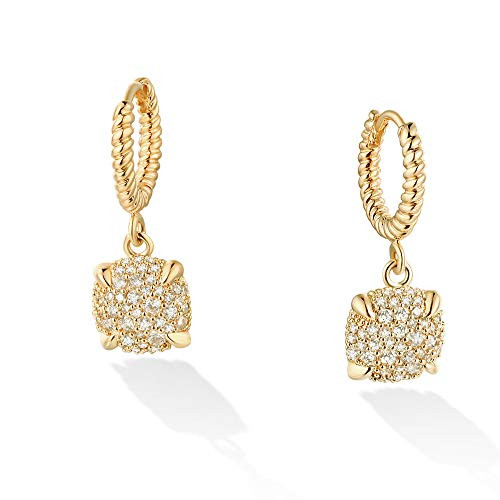 VACRONA Cubic Zirconia Huggie Earrings 14k Gold Plated Dangle Small Hoop Earrings Simple Lightweight Hoops Gift for Women