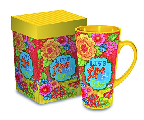 Divinity Boutique Inspirational Stoneware Mug, Live Life, Multicolor