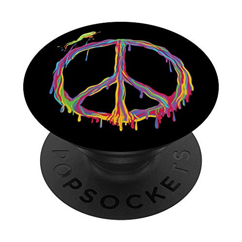 Peace Sign Hippie Retro Frog Nature Paint Dripping Design PopSockets PopGrip Swappable Grip for Phones  and  Tablets