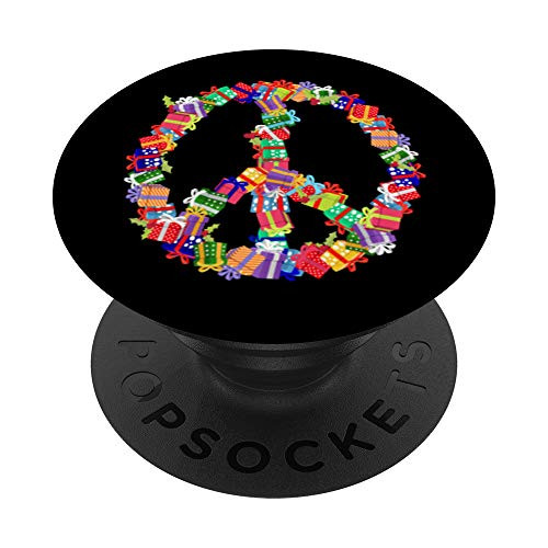 Christmas Peace Sign Gifts Presents Gifting Happy Holidays PopSockets PopGrip Swappable Grip for Phones  and  Tablets