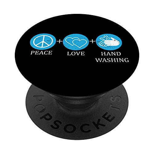 Peace Love Handwashing Signs Retro Hippie World Peace PopSockets PopGrip Swappable Grip for Phones  and  Tablets